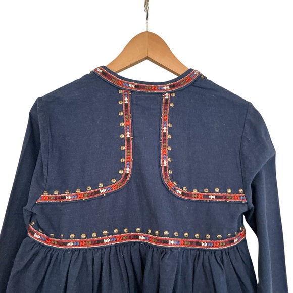 NWT Lucky Brand Boho Top Jacket Women's M Peplum Tassels Rivets Embroidered Trim - Picture 5 of 12